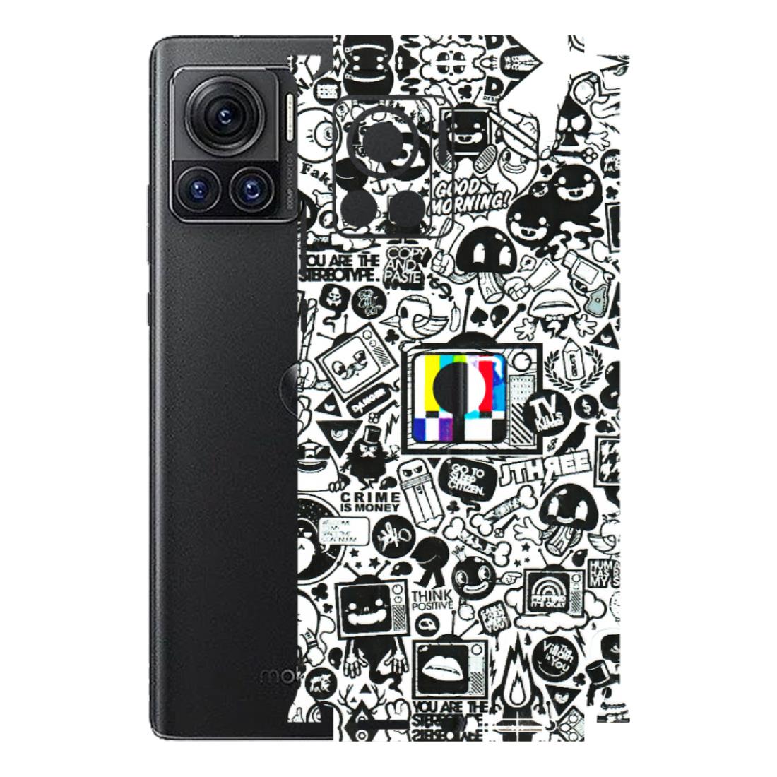 Motorola Phone Skins (All Models) - Doodles Positive Art - 3D Embossed Finish (L-263) Motorola Moto Edge 30 Ultra (5G)