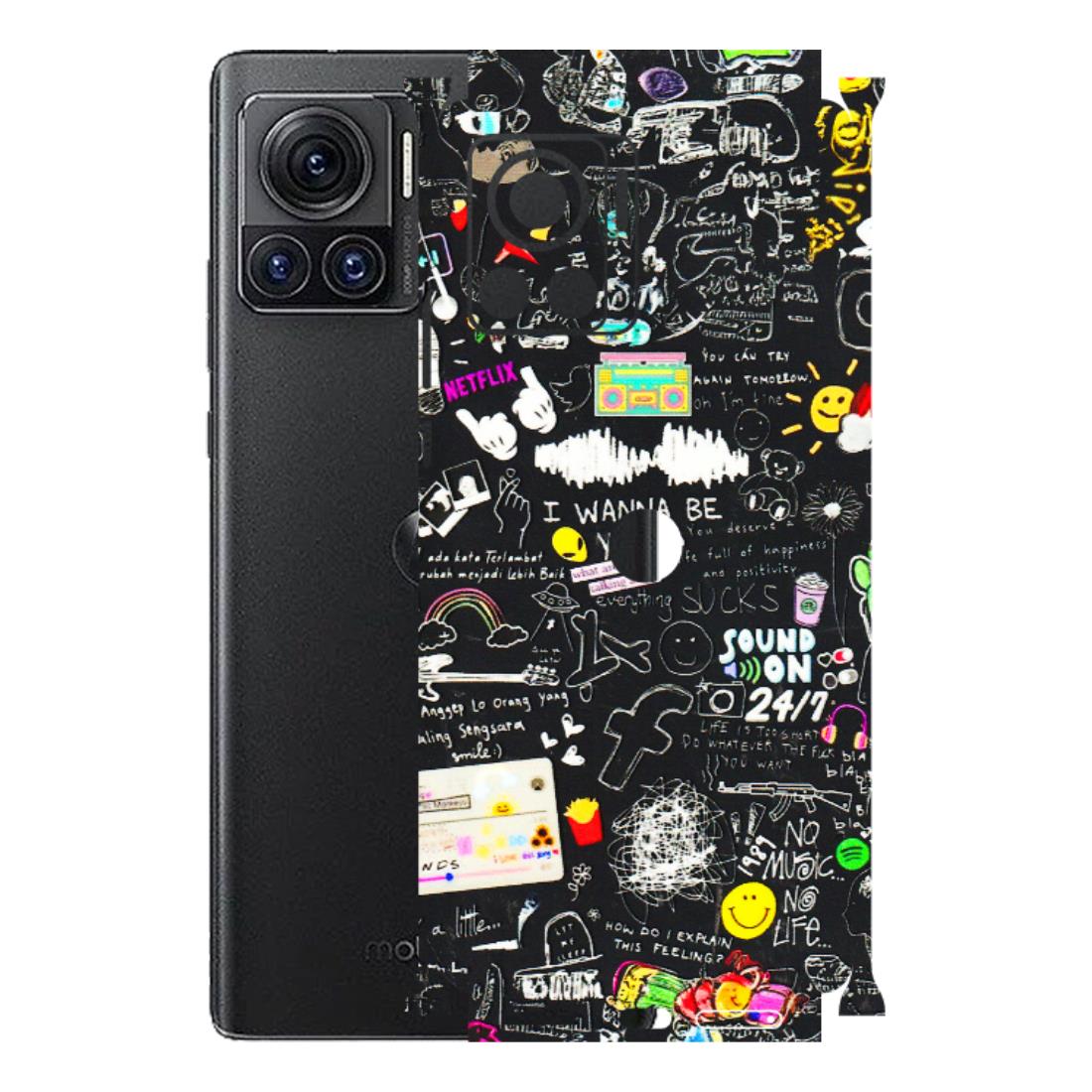 Motorola Phone Skins (All Models) - Black Creatives Doodles - 3D Embossed Finish (L-311) Motorola Moto Edge 30 Ultra (5G)