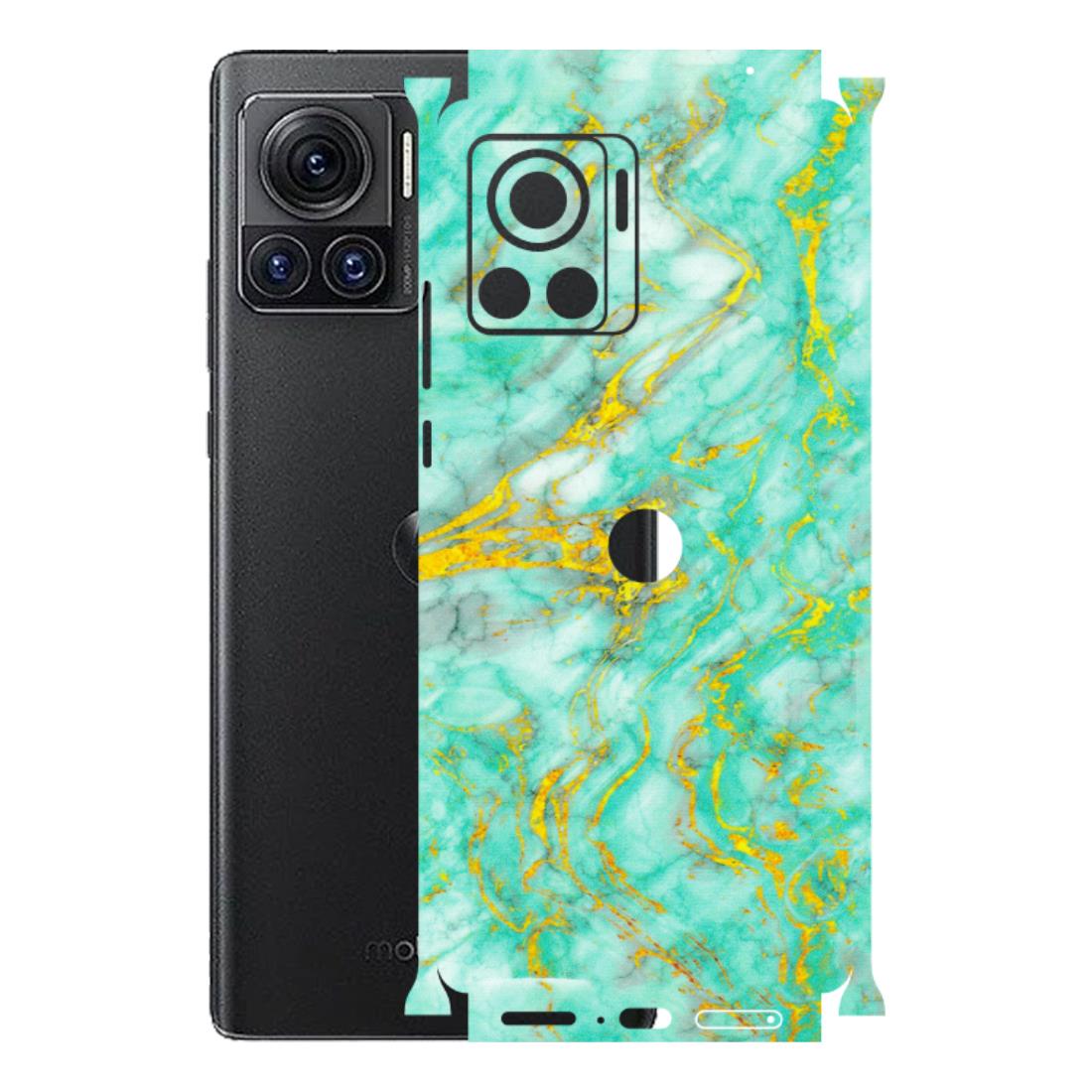 Motorola Phone Skins (All Models) - Green And Gold Marble Feel - Matte Finish (M-16) Motorola Moto Edge 30 Ultra (5G)