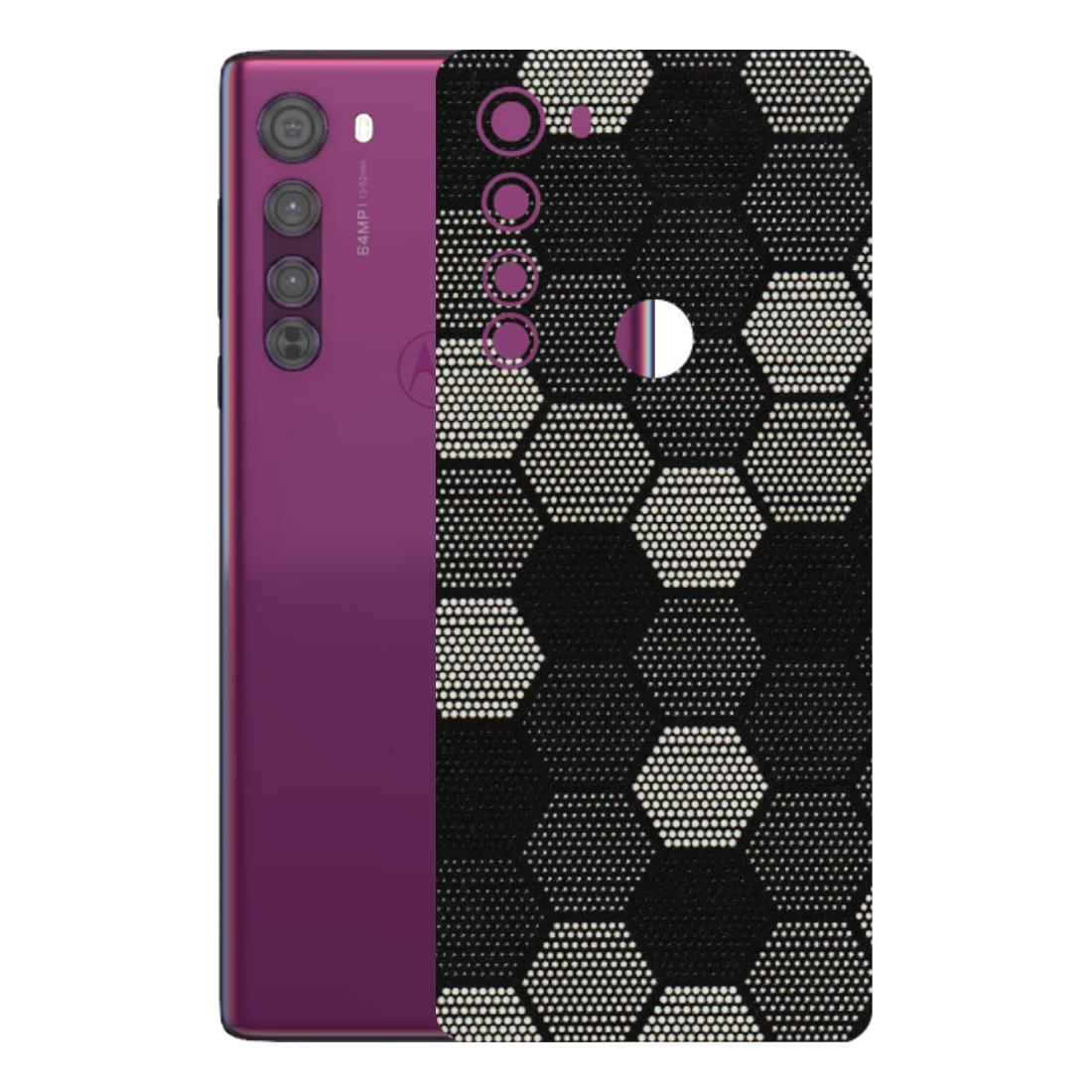 Motorola Phone Skins (All Models) - Black & White Dotted Honeycomb Texture - 3D Embossed Finish (L-202) Motorola Moto Edge