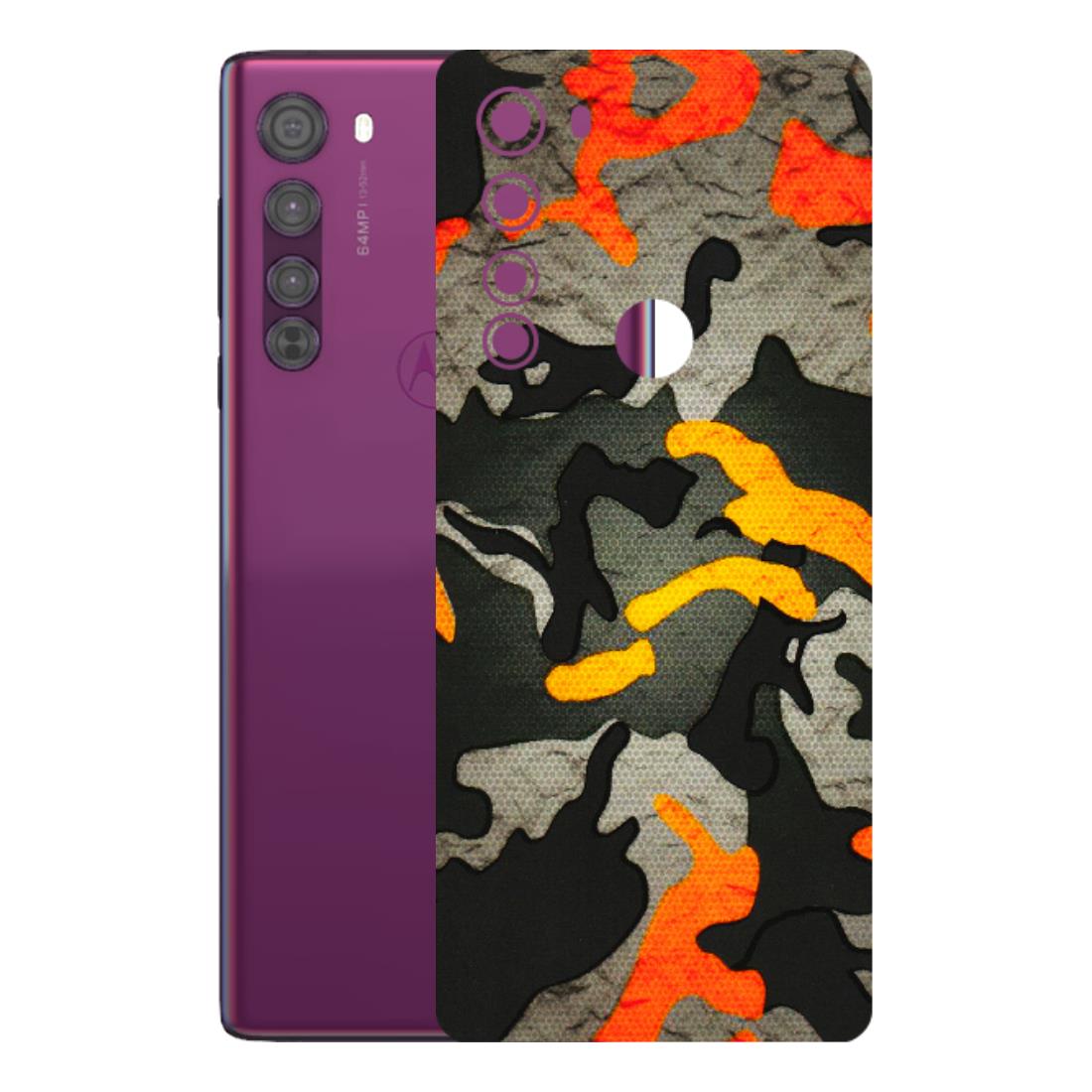 Motorola Phone Skins (All Models) - Orange Camouflage - 3D Embossed Finish (L-204) Motorola Moto Edge