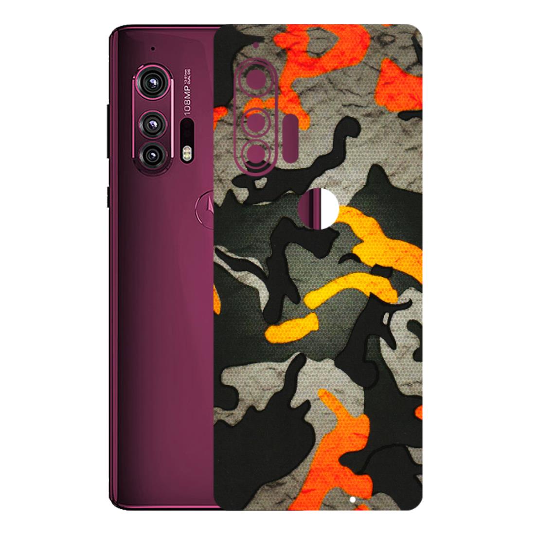 Motorola Phone Skins (All Models) - Orange Camouflage - 3D Embossed Finish (L-204) Motorola Moto Edge Plus