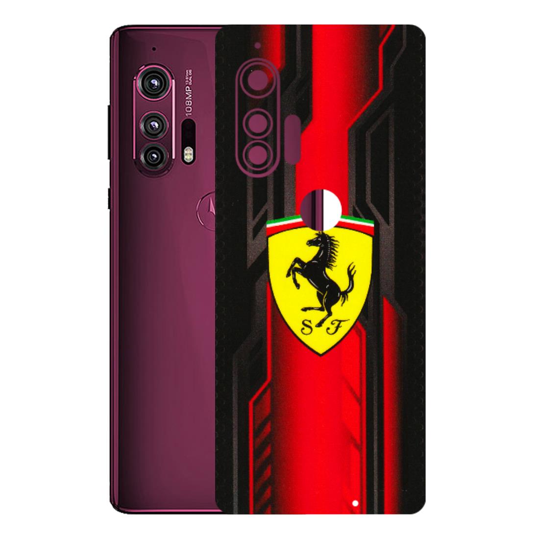 Motorola Phone Skins (All Models) - Black Ferrari Logo - 3D Embossed Finish (L-253) Motorola Moto Edge Plus