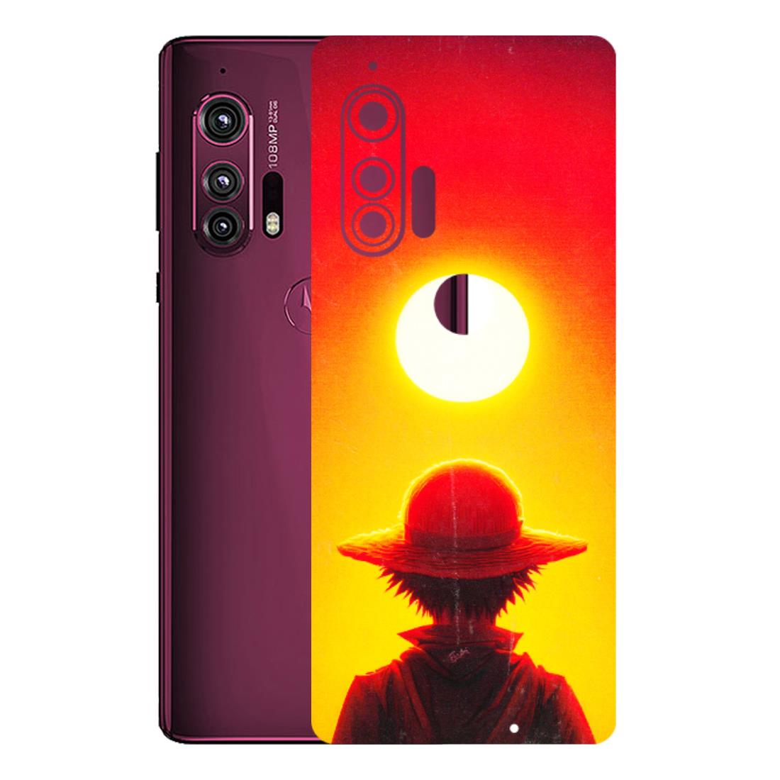 Motorola Phone Skins (All Models) - Cool Sunset With Monkey D.Luffy Anime - 3D Embossed Finish (L-329) Motorola Moto Edge Plus