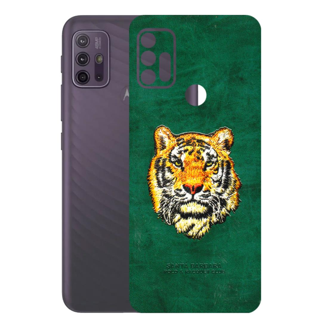 Motorola Phone Skins (All Models) - Leather Feel Tiger - 3D Embossed Finish (L-111) Motorola Moto G10 Power