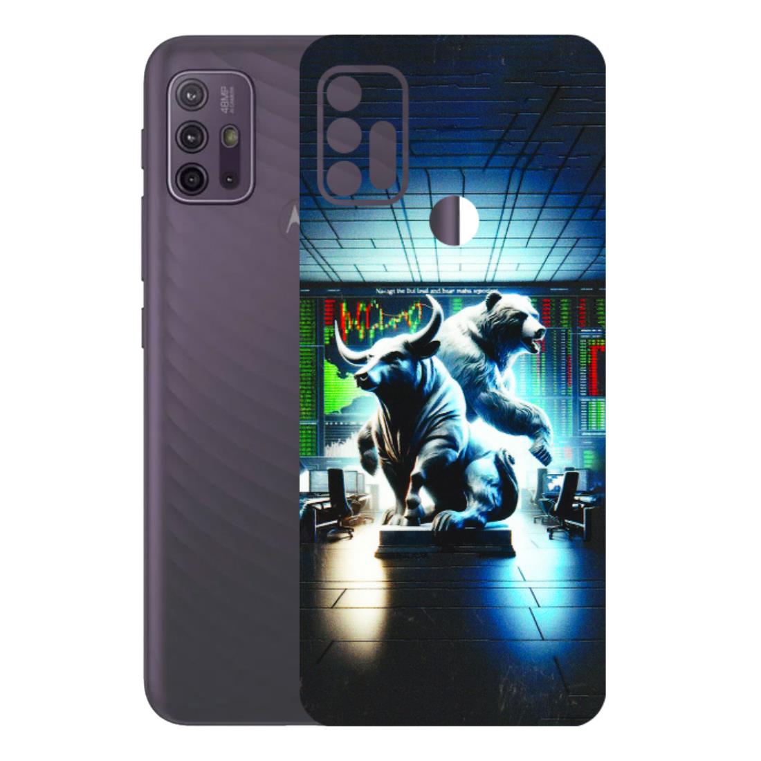 Motorola Phone Skins (All Models) - Stock Market Sensex Bear vs Bulls - 3D Embossed Finish (L-15) Motorola Moto G10 Power