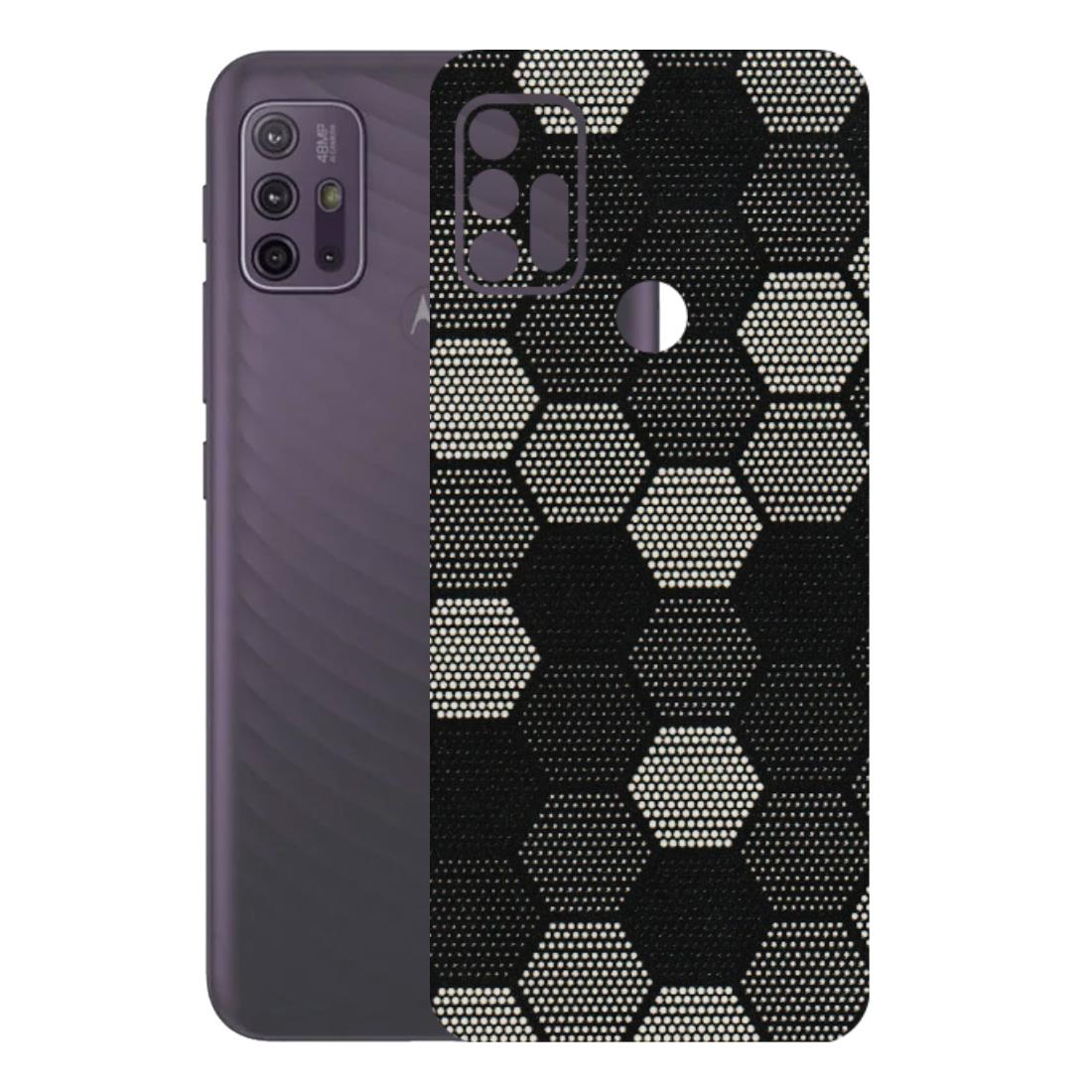 Motorola Phone Skins (All Models) - Black & White Dotted Honeycomb Texture - 3D Embossed Finish (L-202) Motorola Moto G10 Power