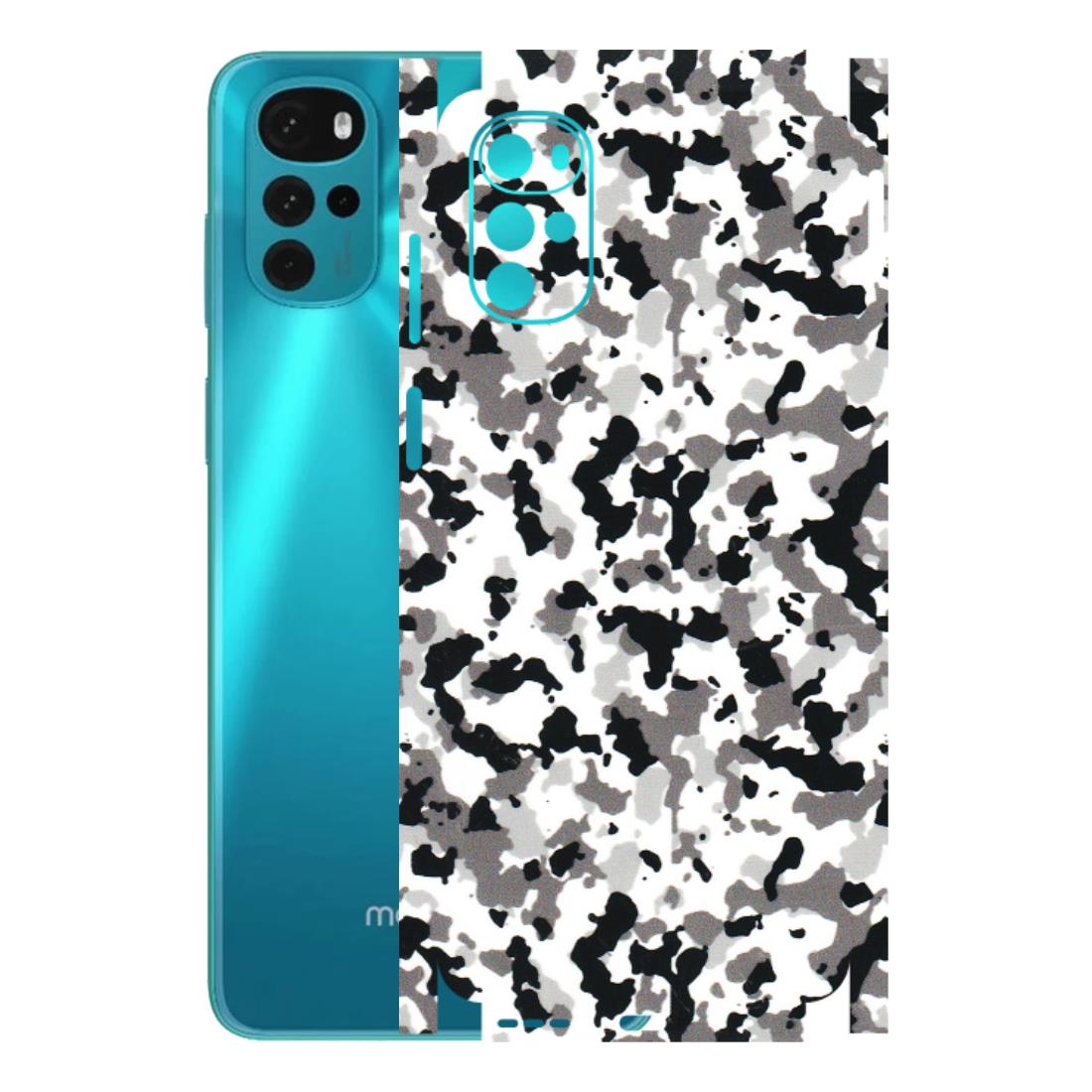 Motorola Phone Skins (All Models) - White Black Camouflage - 3D Embossed Finish (L-18) Motorola Moto G22