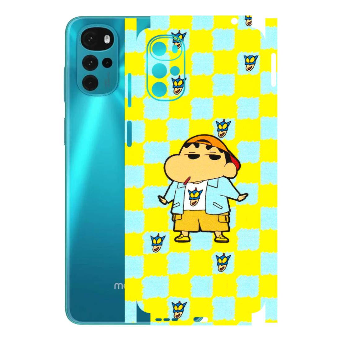 Motorola Phone Skins (All Models) - Yellow Blue Shinchan Cute - 3D Embossed Finish (L-221) Motorola Moto G22