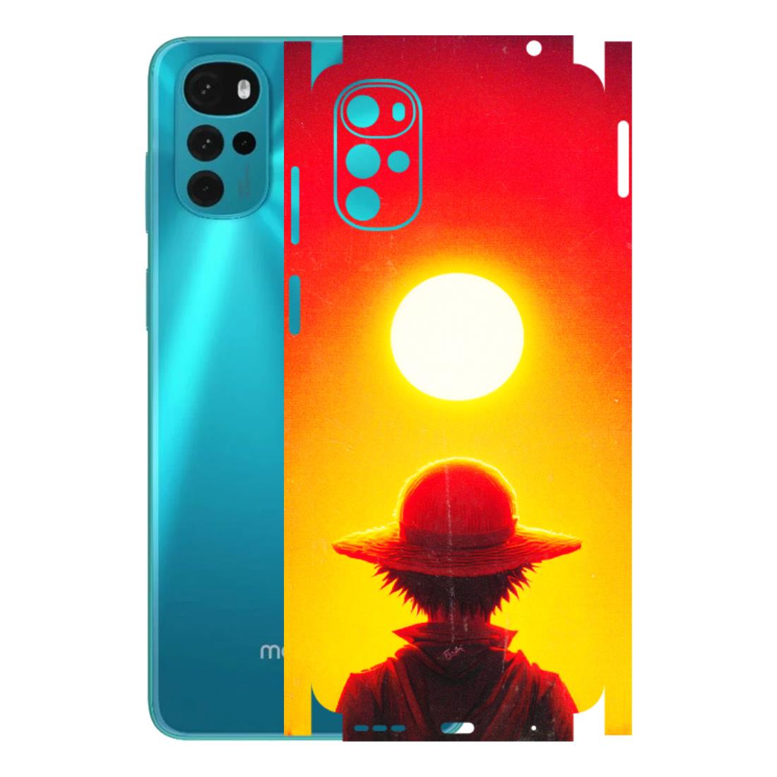 Motorola Phone Skins (All Models) - Cool Sunset With Monkey D.Luffy Anime - 3D Embossed Finish (L-329) Motorola Moto G22