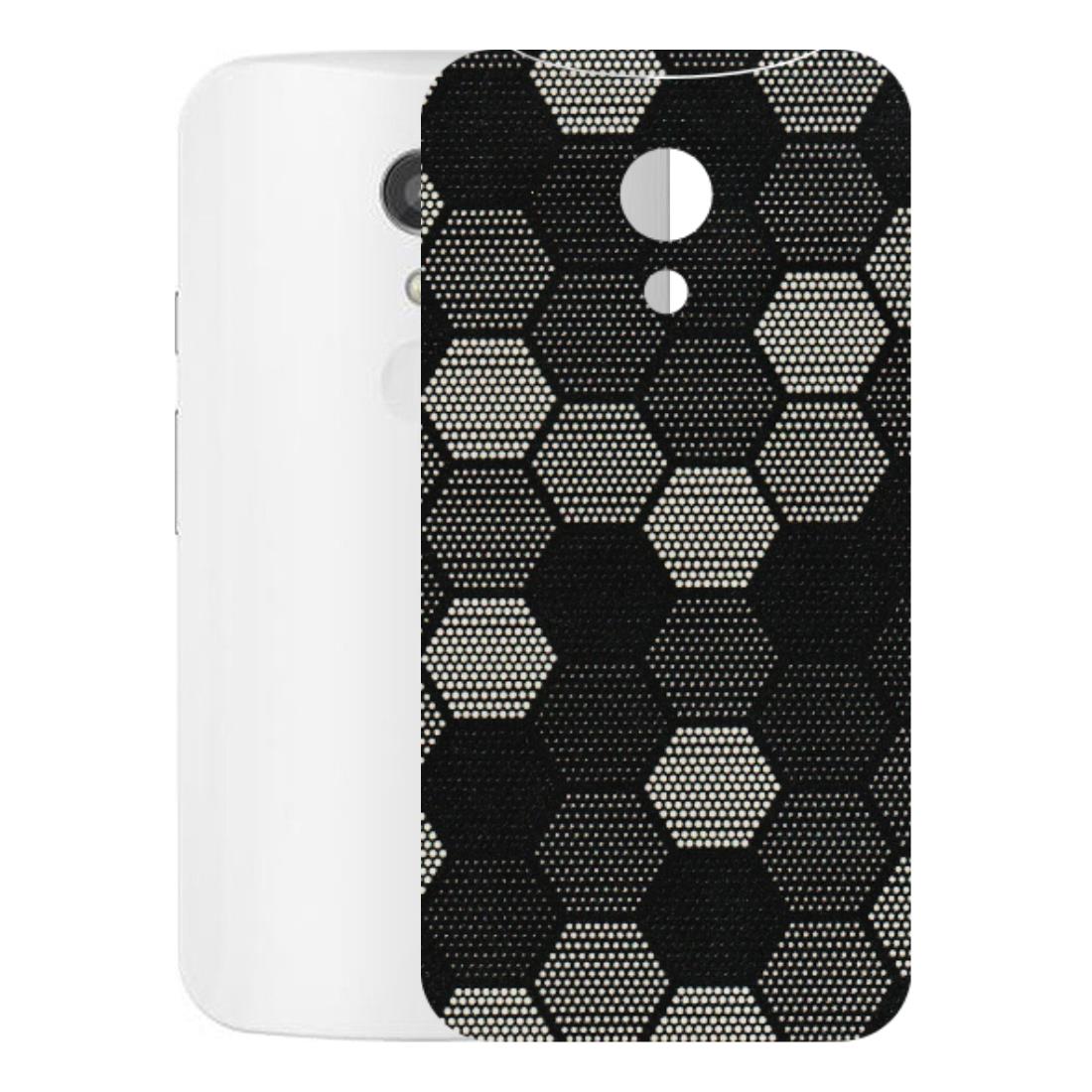 Motorola Phone Skins (All Models) - Black & White Dotted Honeycomb Texture - 3D Embossed Finish (L-202) Motorola Moto G2