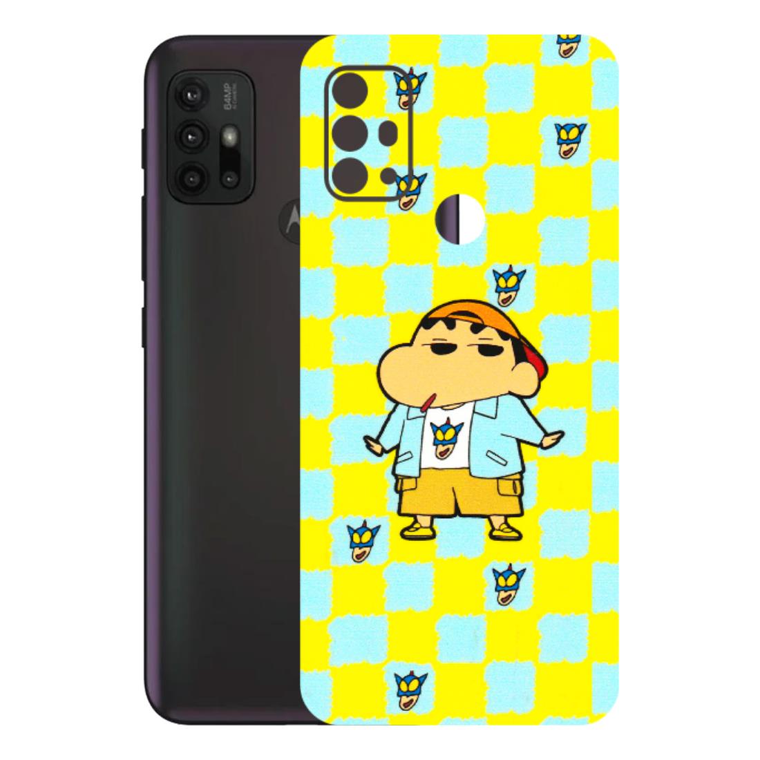 Motorola Phone Skins (All Models) - Yellow Blue Shinchan Cute - 3D Embossed Finish (L-221) Motorola Moto G30
