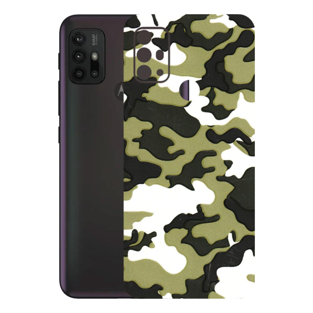 Motorola Phone Skins (All Models) - Camouflages White And Green - 3D Embossed Finish (L-243) Motorola Moto G30