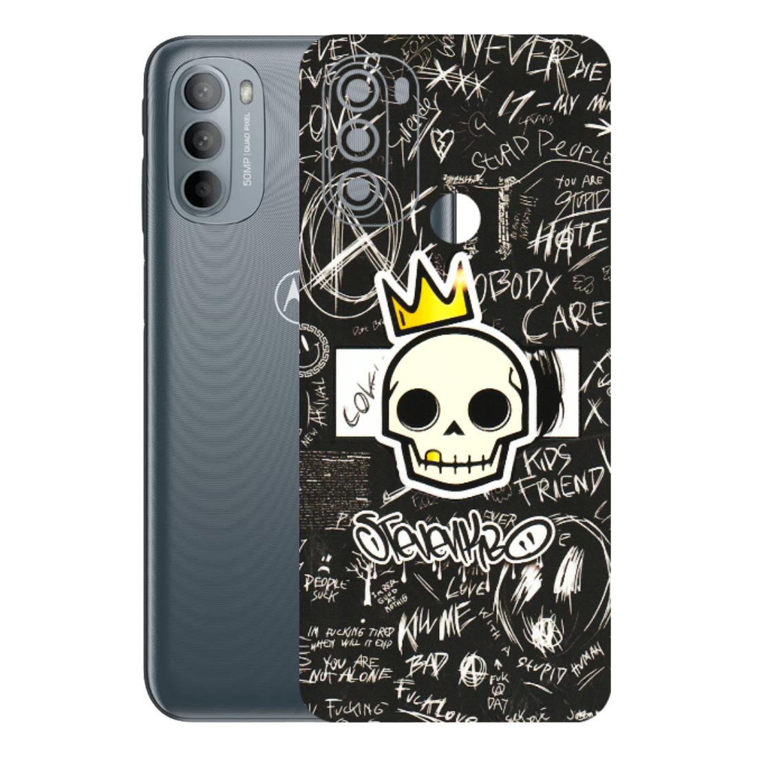 Motorola Phone Skins (All Models) - Funny Skull Black Chalk Grafitti - 3D Embossed Finish (L-22) Motorola Moto G31