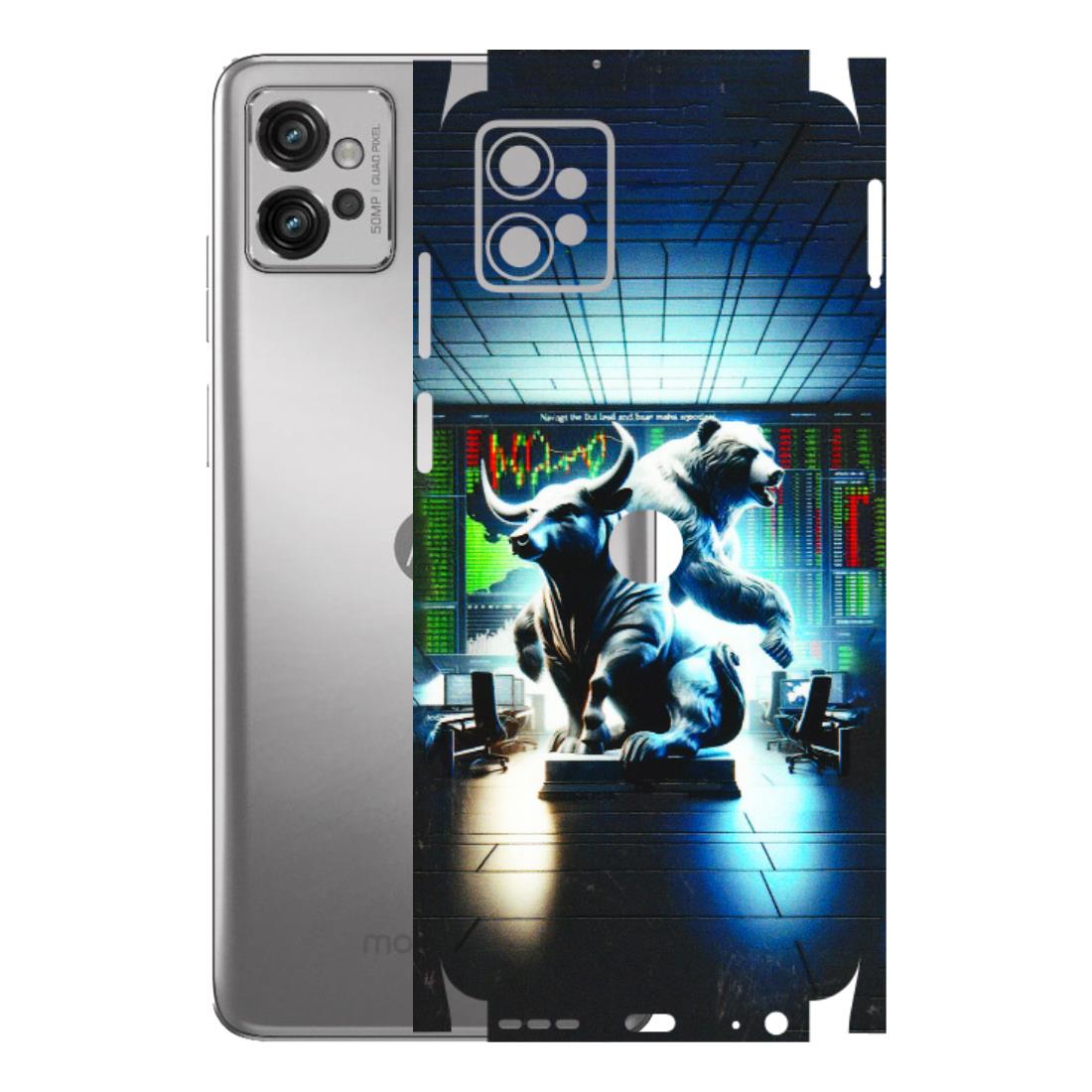 Motorola Phone Skins (All Models) - Stock Market Sensex Bear vs Bulls - 3D Embossed Finish (L-15) Motorola Moto G32