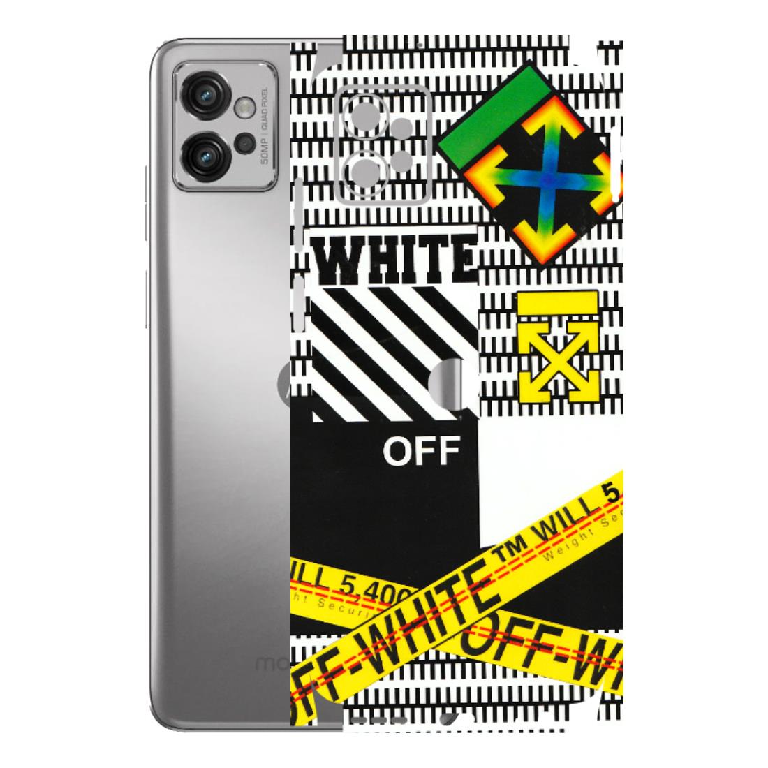 Motorola Phone Skins (All Models) - White Off Abstract - 3D Embossed Finish (L-172) Motorola Moto G32