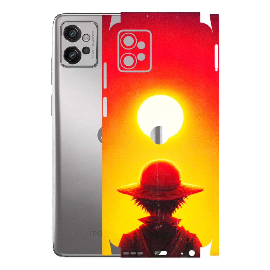 Motorola Phone Skins (All Models) - Cool Sunset With Monkey D.Luffy Anime - 3D Embossed Finish (L-329) Motorola Moto G32