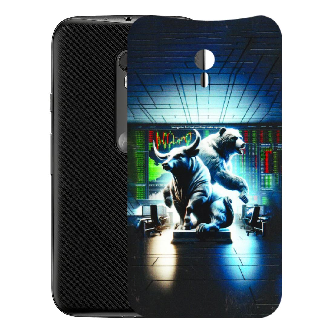 Motorola Phone Skins (All Models) - Stock Market Sensex Bear vs Bulls - 3D Embossed Finish (L-15) Motorola Moto G3