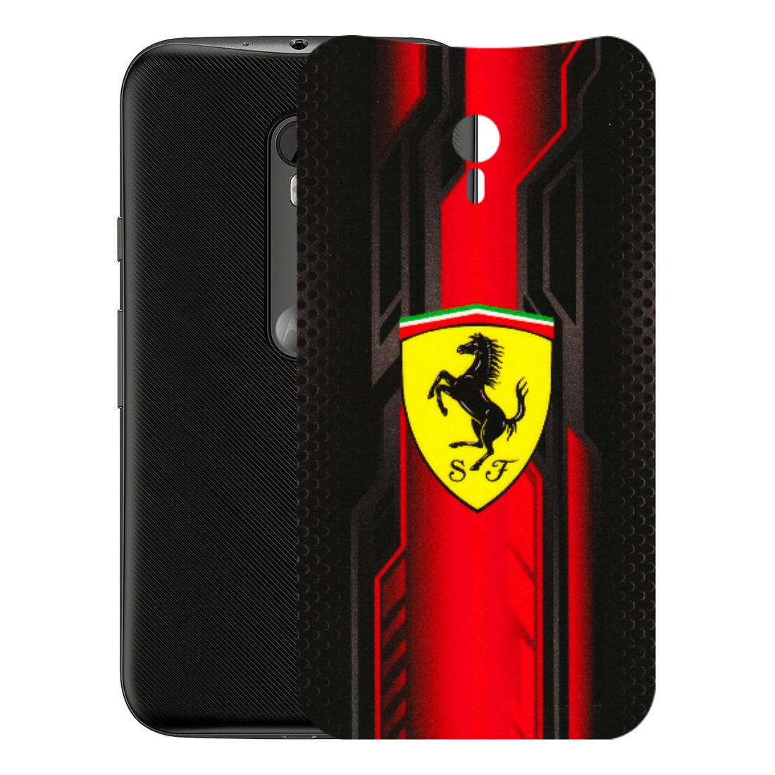 Motorola Phone Skins (All Models) - Black Ferrari Logo - 3D Embossed Finish (L-253) Motorola Moto G3