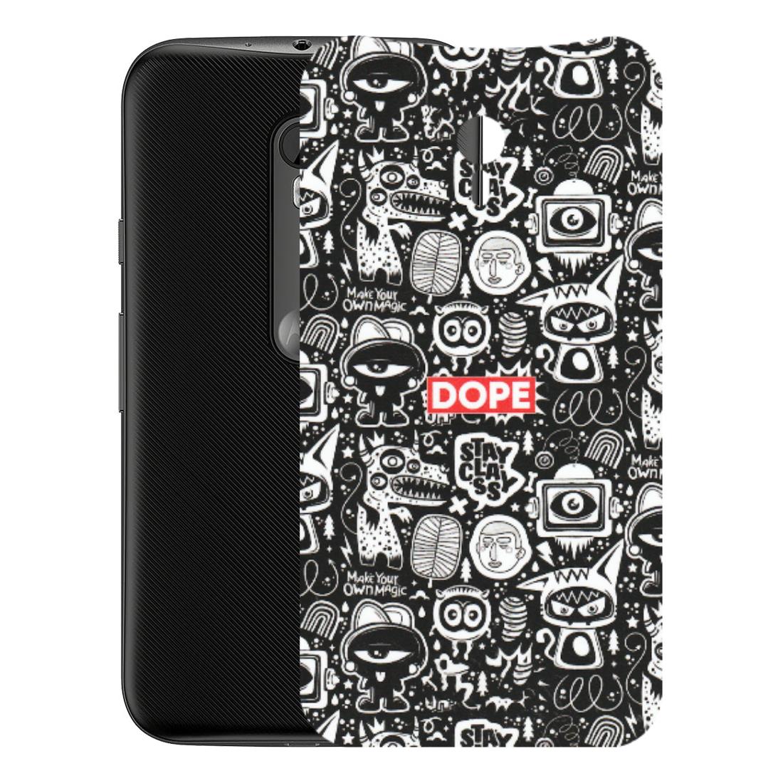 Motorola Phone Skins (All Models) - Dope Stay Classy Black Doodles - Matte Finish (M-126) Motorola Moto G3