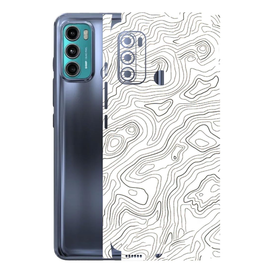 Motorola Phone Skins (All Models) - White Black Swirls - 3D Embossed Finish (L-219) Motorola Moto G40 Fusion (5G)