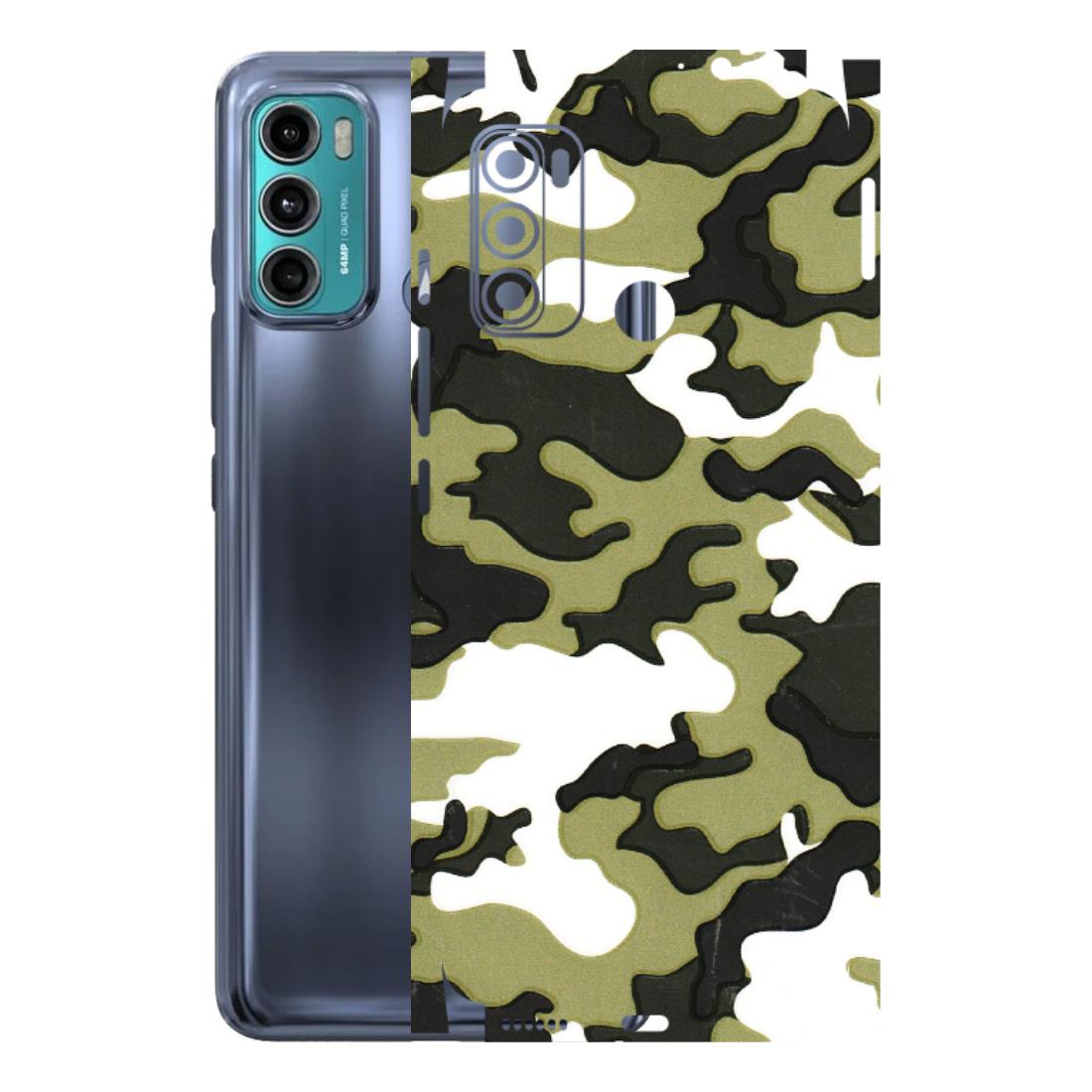 Motorola Phone Skins (All Models) - Camouflages White And Green - 3D Embossed Finish (L-243) Motorola Moto G40 Fusion (5G)