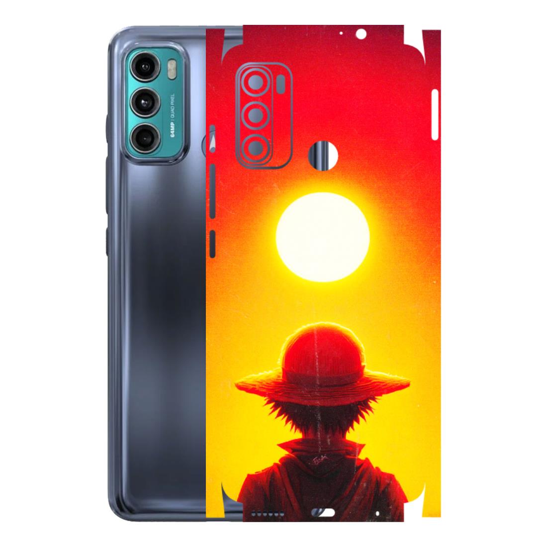 Motorola Phone Skins (All Models) - Cool Sunset With Monkey D.Luffy Anime - 3D Embossed Finish (L-329) Motorola Moto G40 Fusion (5G)