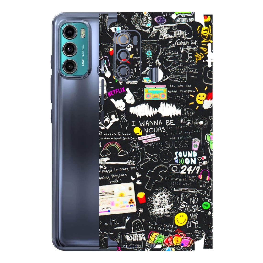 Motorola Phone Skins (All Models) - Black Creatives Doodles - 3D Embossed Finish (L-311) Motorola Moto G40