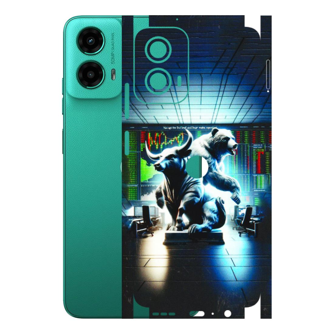 Motorola Phone Skins (All Models) - Stock Market Sensex Bear vs Bulls - 3D Embossed Finish (L-15) Motorola Moto G45 (5G)