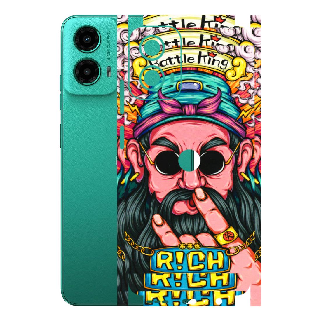 Motorola Phone Skins (All Models) - Battle King Dude Face - 3D Embossed Finish (L-178) Motorola Moto G45 (5G)