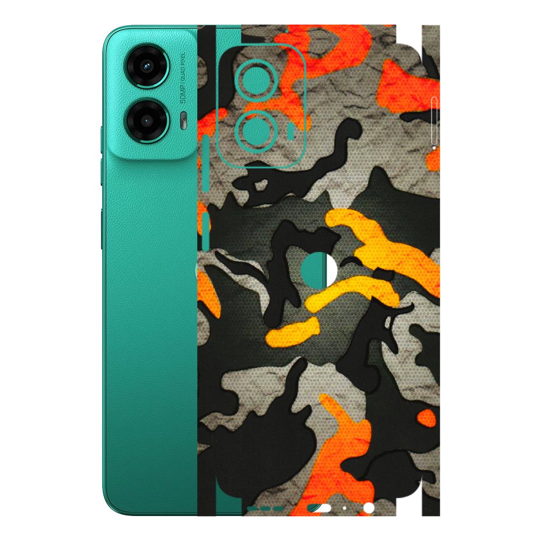 Motorola Phone Skins (All Models) - Orange Camouflage - 3D Embossed Finish (L-204) Motorola Moto G45 (5G)
