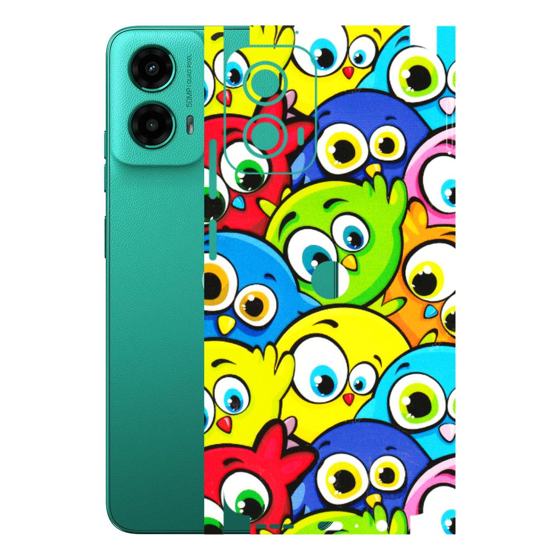 Motorola Phone Skins (All Models) - Cute Fluffy Birds - 3D Embossed Finish (L-213) Motorola Moto G45 (5G)