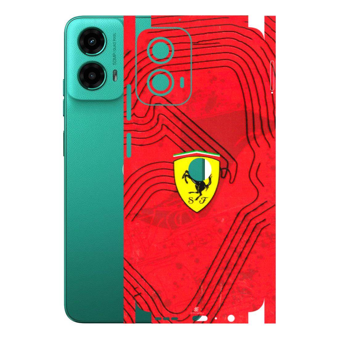 Motorola Phone Skins (All Models) - Red Ferrari Logo Stylish - 3D Embossed Finish (L-238) Motorola Moto G45 (5G)