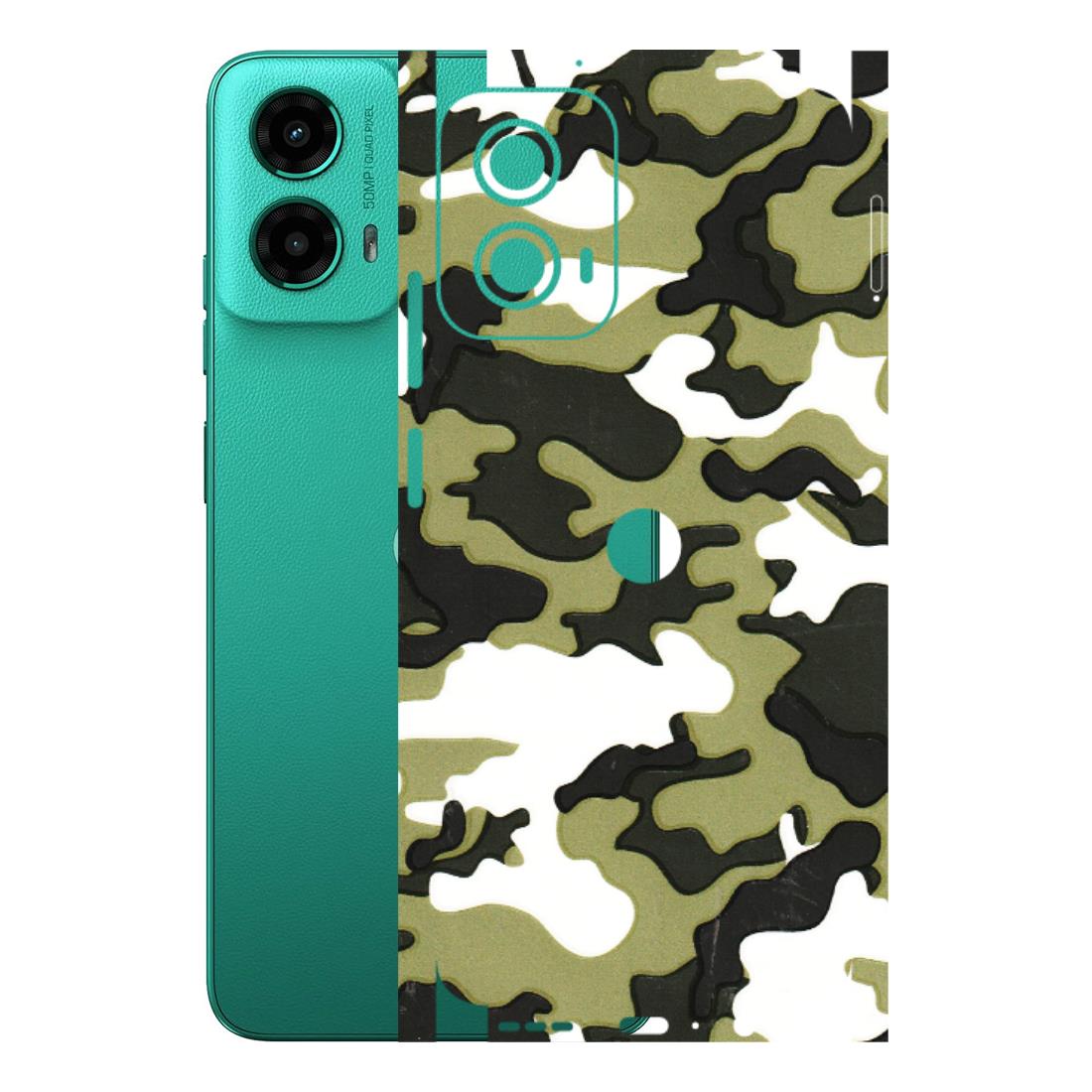 Motorola Phone Skins (All Models) - Camouflages White And Green - 3D Embossed Finish (L-243) Motorola Moto G45 (5G)