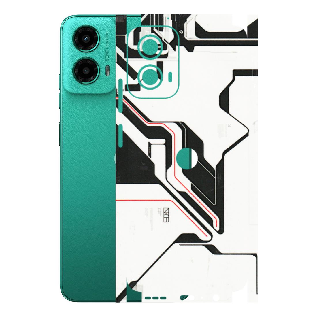 Motorola Phone Skins (All Models) - White Techy Logo - 3D Embossed Finish (L-312) Motorola Moto G45 (5G)