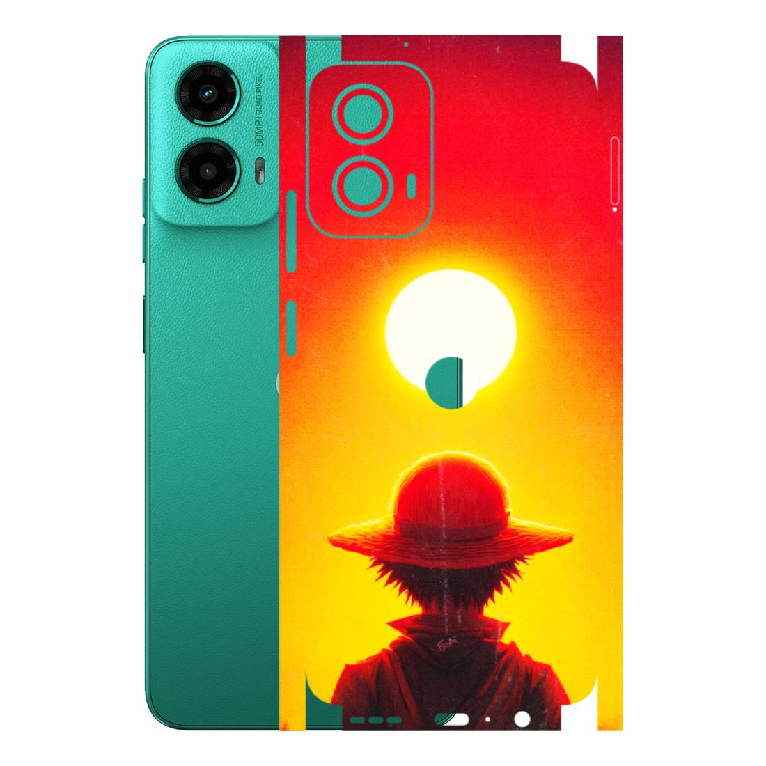 Motorola Phone Skins (All Models) - Cool Sunset With Monkey D.Luffy Anime - 3D Embossed Finish (L-329) Motorola Moto G45 (5G)