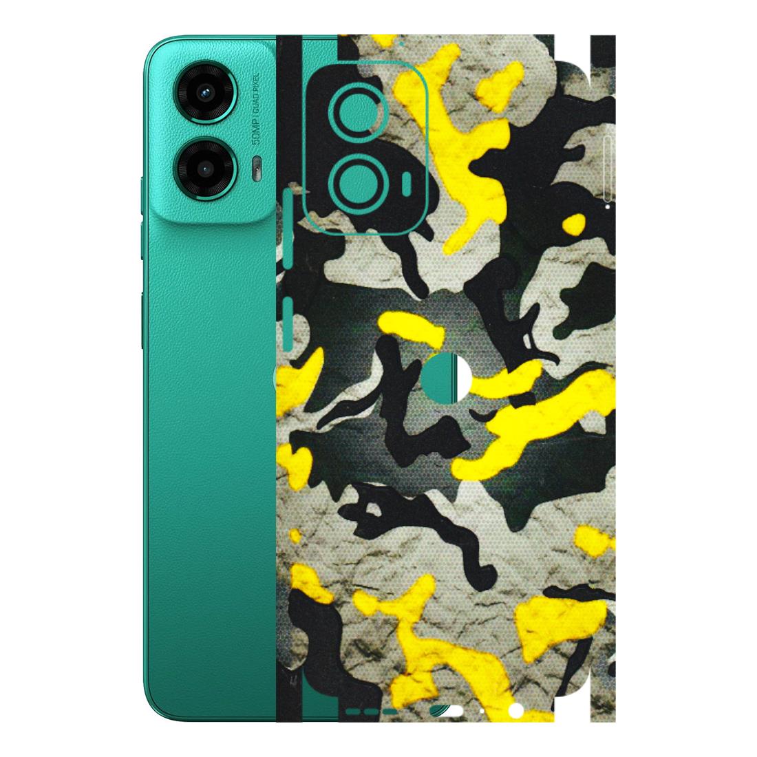 Motorola Phone Skins (All Models) - Yellow Camouflage - 3D Embossed Finish (L-61) Motorola Moto G45 (5G)