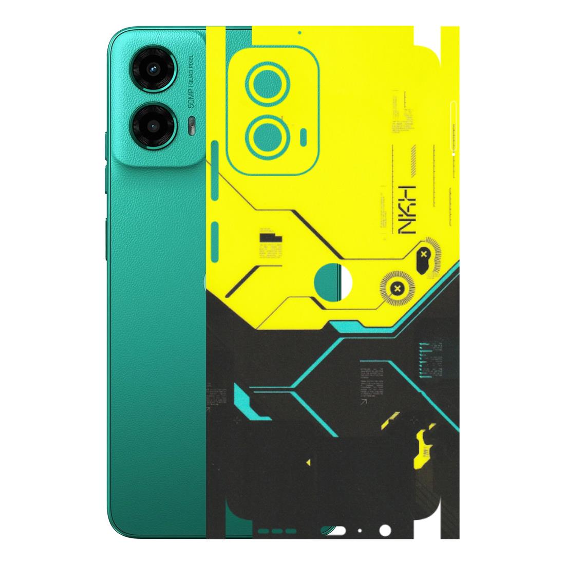 Motorola Phone Skins (All Models) - Black Yellow Technica - Matte Finish (M-53) Motorola Moto G45 (5G)