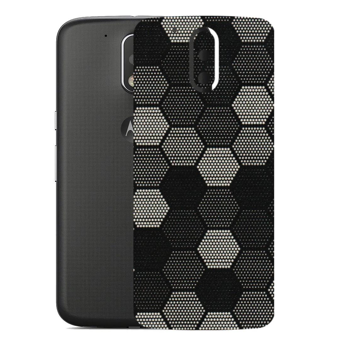 Motorola Phone Skins (All Models) - Black & White Dotted Honeycomb Texture - 3D Embossed Finish (L-202) Motorola Moto G4
