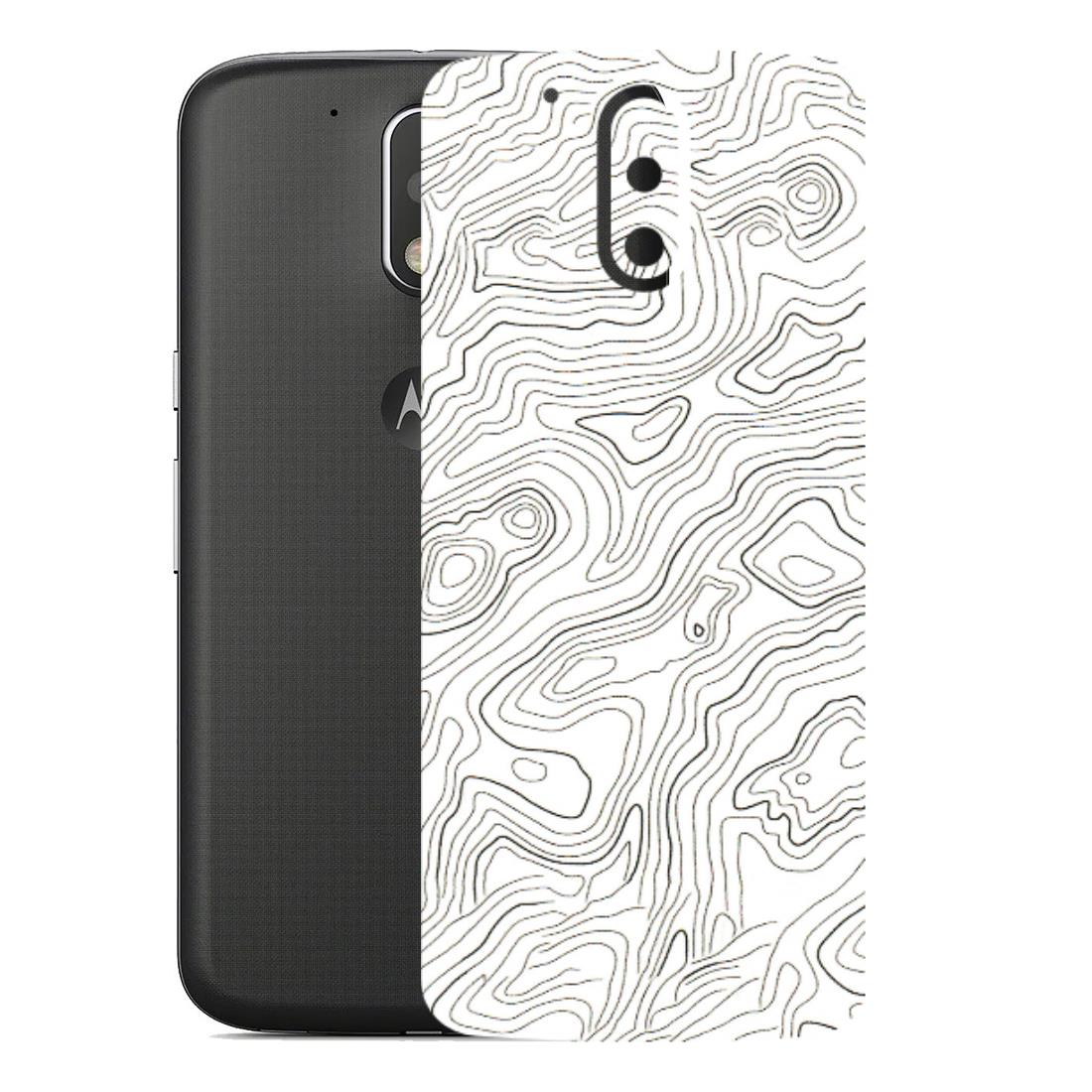 Motorola Phone Skins (All Models) - White Black Swirls - 3D Embossed Finish (L-219) Motorola Moto G4