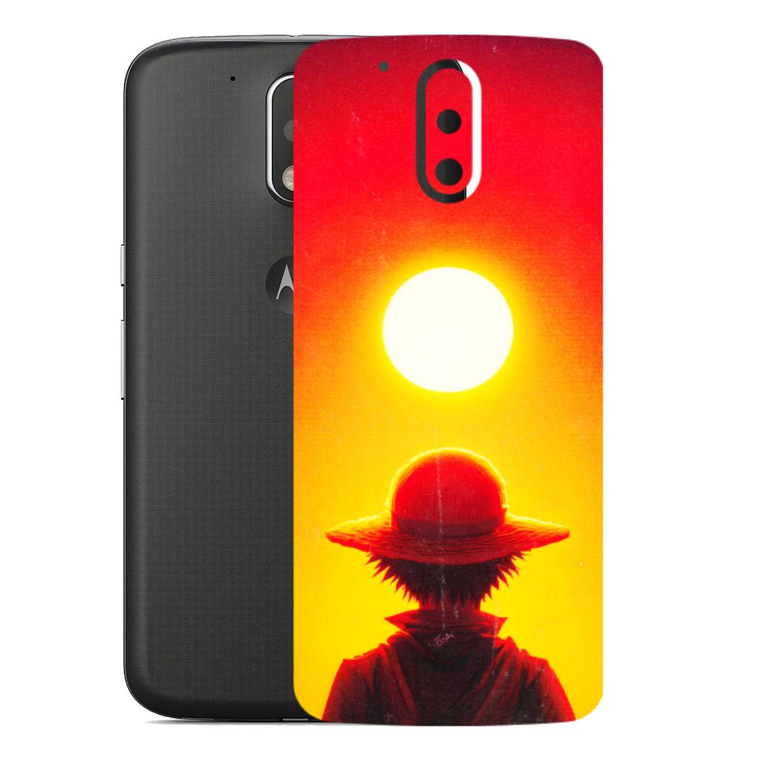 Motorola Phone Skins (All Models) - Cool Sunset With Monkey D.Luffy Anime - 3D Embossed Finish (L-329) Motorola Moto G4