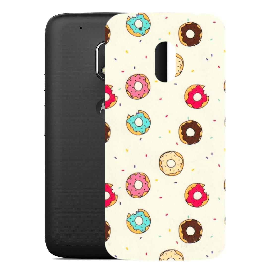 Motorola Phone Skins (All Models) - Mini Donuts Doodle Art - 3D Embossed Finish (L-122) Motorola Moto G4 Play