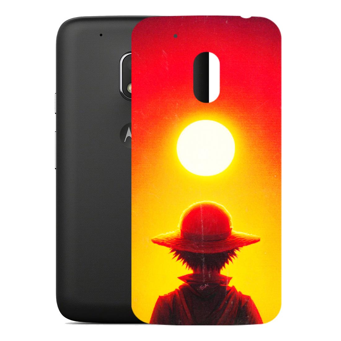 Motorola Phone Skins (All Models) - Cool Sunset With Monkey D.Luffy Anime - 3D Embossed Finish (L-329) Motorola Moto G4 Play