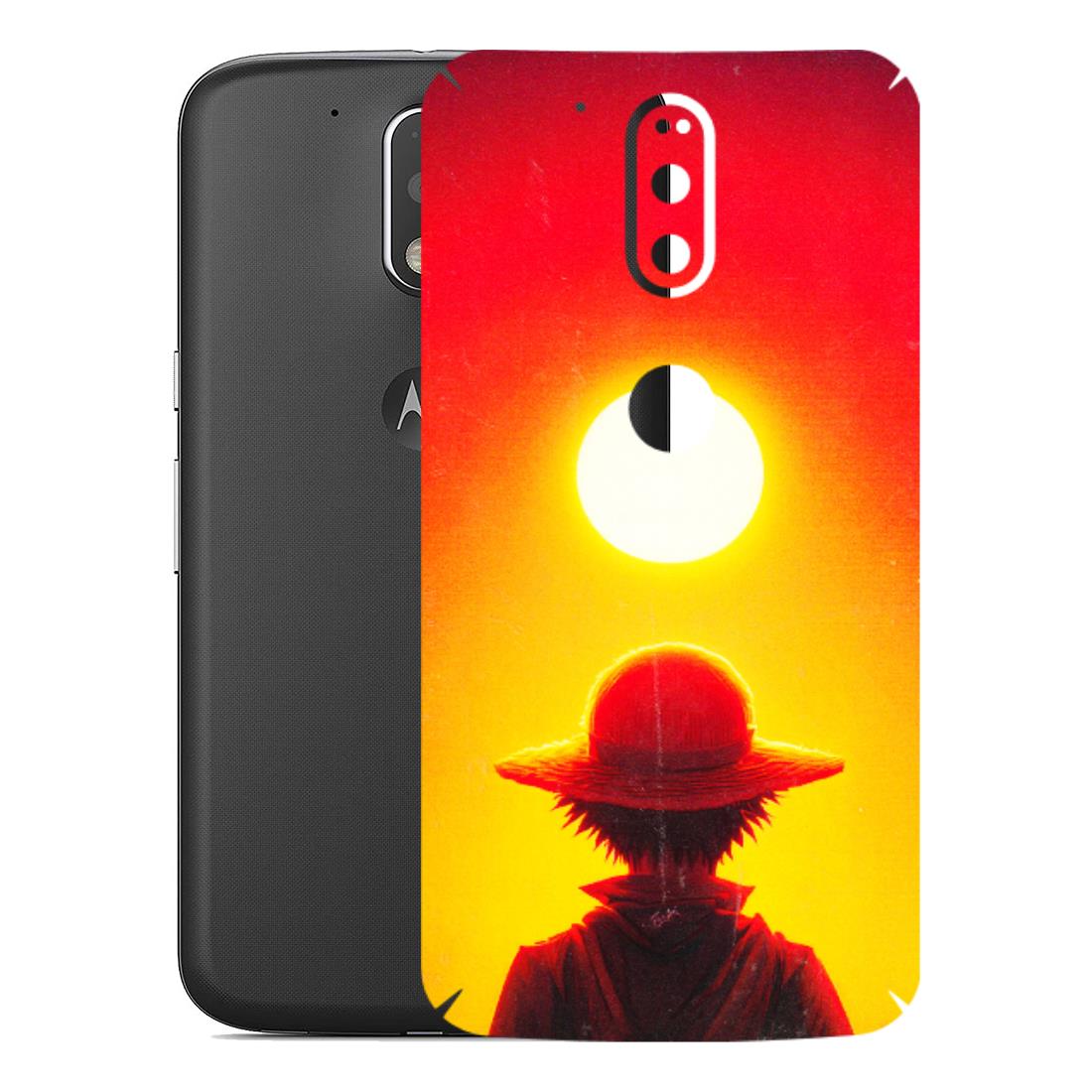 Motorola Phone Skins (All Models) - Cool Sunset With Monkey D.Luffy Anime - 3D Embossed Finish (L-329) Motorola Moto G4 Plus