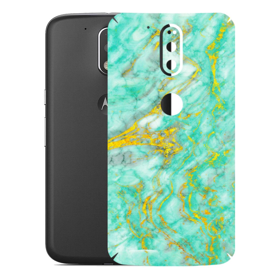 Motorola Phone Skins (All Models) - Green And Gold Marble Feel - Matte Finish (M-16) Motorola Moto G4 Plus