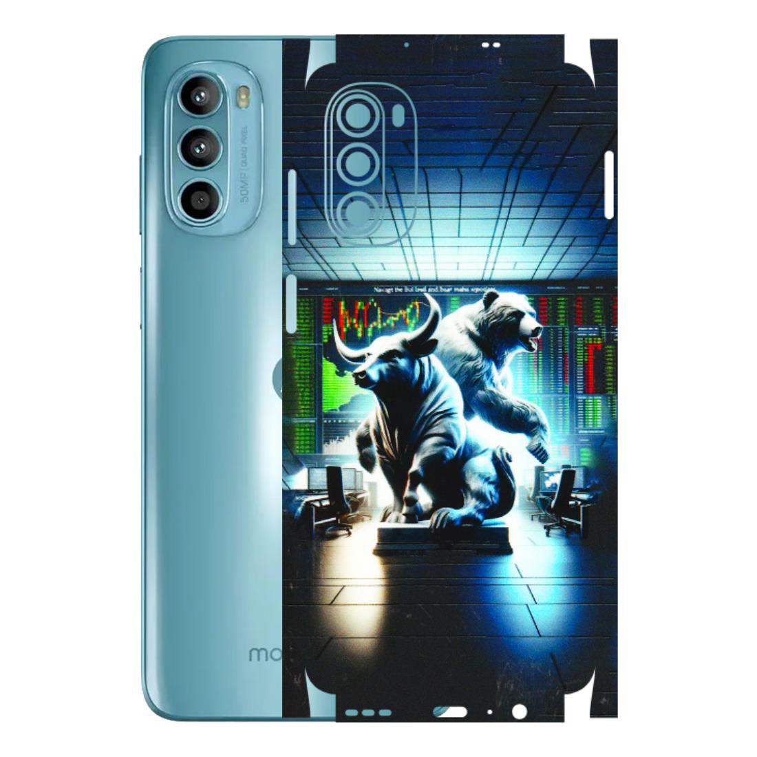 Motorola Phone Skins (All Models) - Stock Market Sensex Bear vs Bulls - 3D Embossed Finish (L-15) Motorola Moto G52