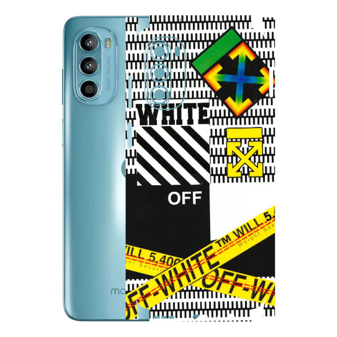 Motorola Phone Skins (All Models) - White Off Abstract - 3D Embossed Finish (L-172) Motorola Moto G52