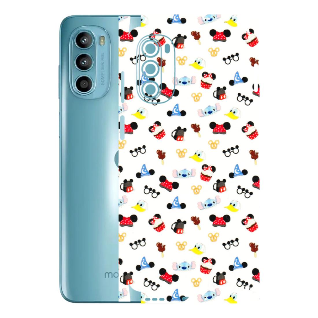 Motorola Phone Skins (All Models) - Minnie Mouse & Donald Doodles s - 3D Embossed Finish (L-194) Motorola Moto G52