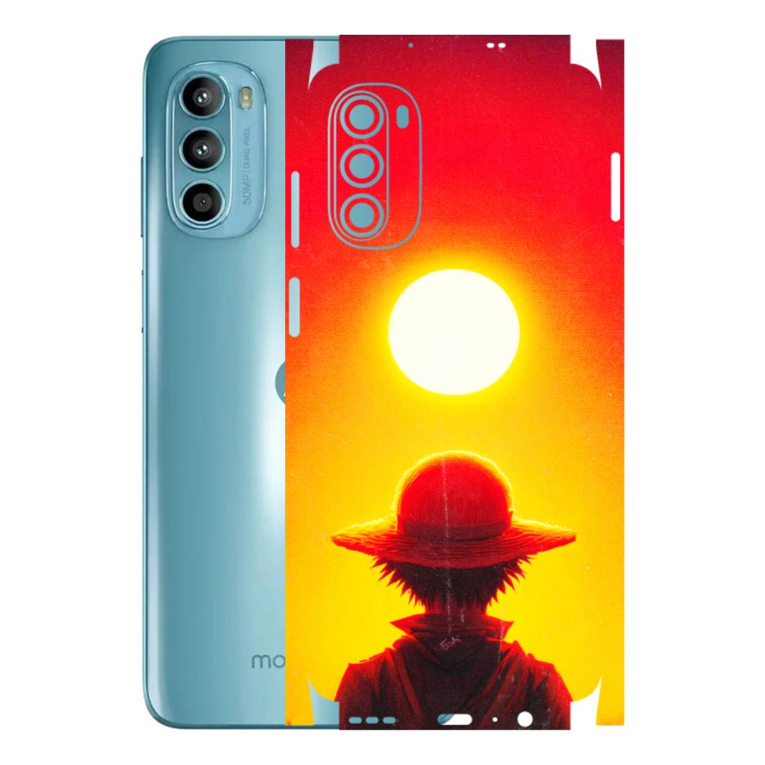 Motorola Phone Skins (All Models) - Cool Sunset With Monkey D.Luffy Anime - 3D Embossed Finish (L-329) Motorola Moto G52