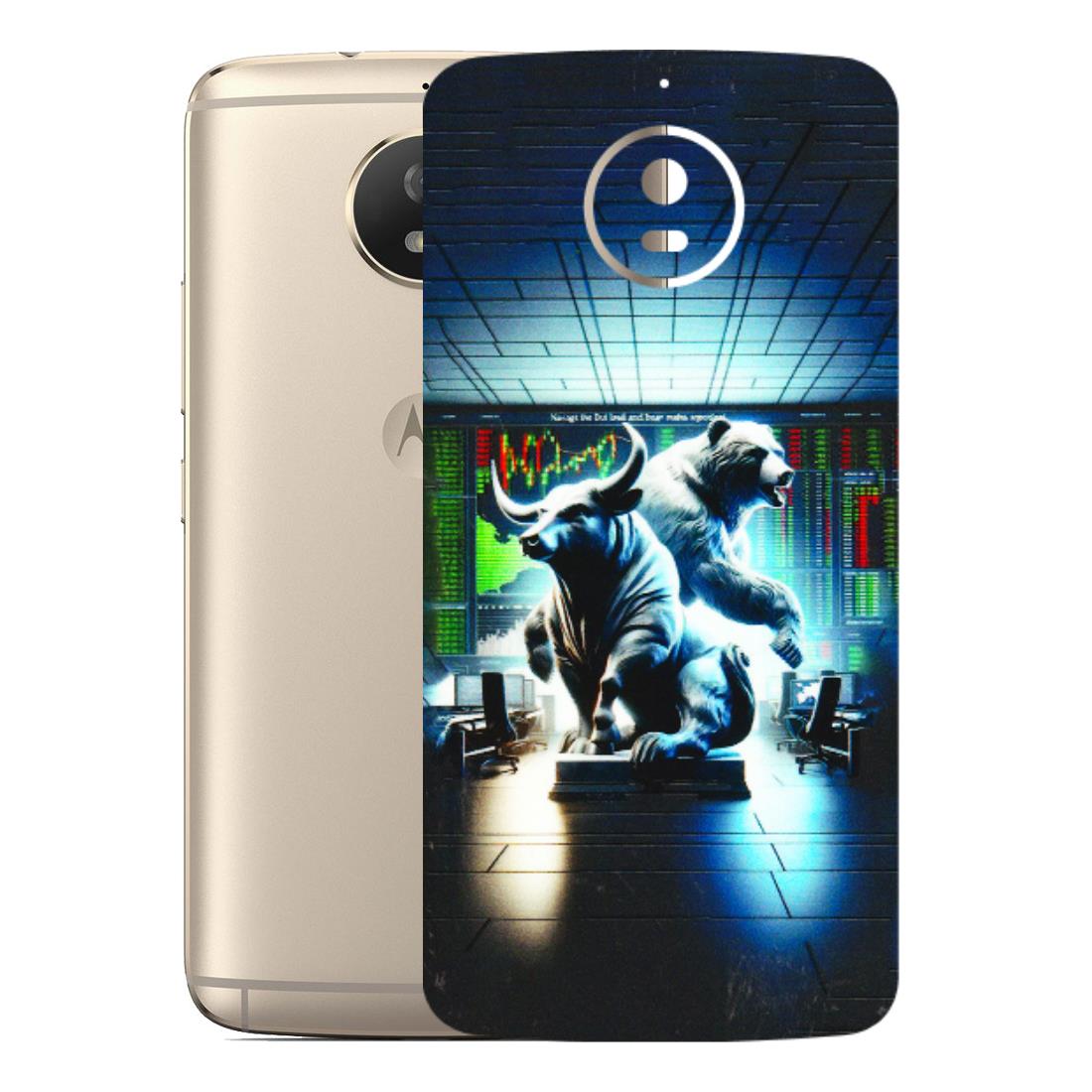 Motorola Phone Skins (All Models) - Stock Market Sensex Bear vs Bulls - 3D Embossed Finish (L-15) Motorola Moto G5S